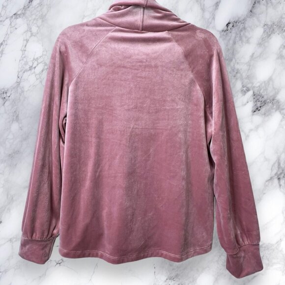 Evereve Velvet Top Womens Medium Milo Cozy Funnel Pullover in Dusty Pink - Picture 2 of 11